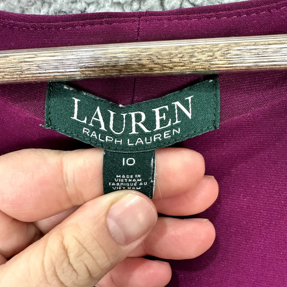 Vintage Lauren  Womens Faux Wrap Dress Knee Length Size 10 Ruffle - Image 3