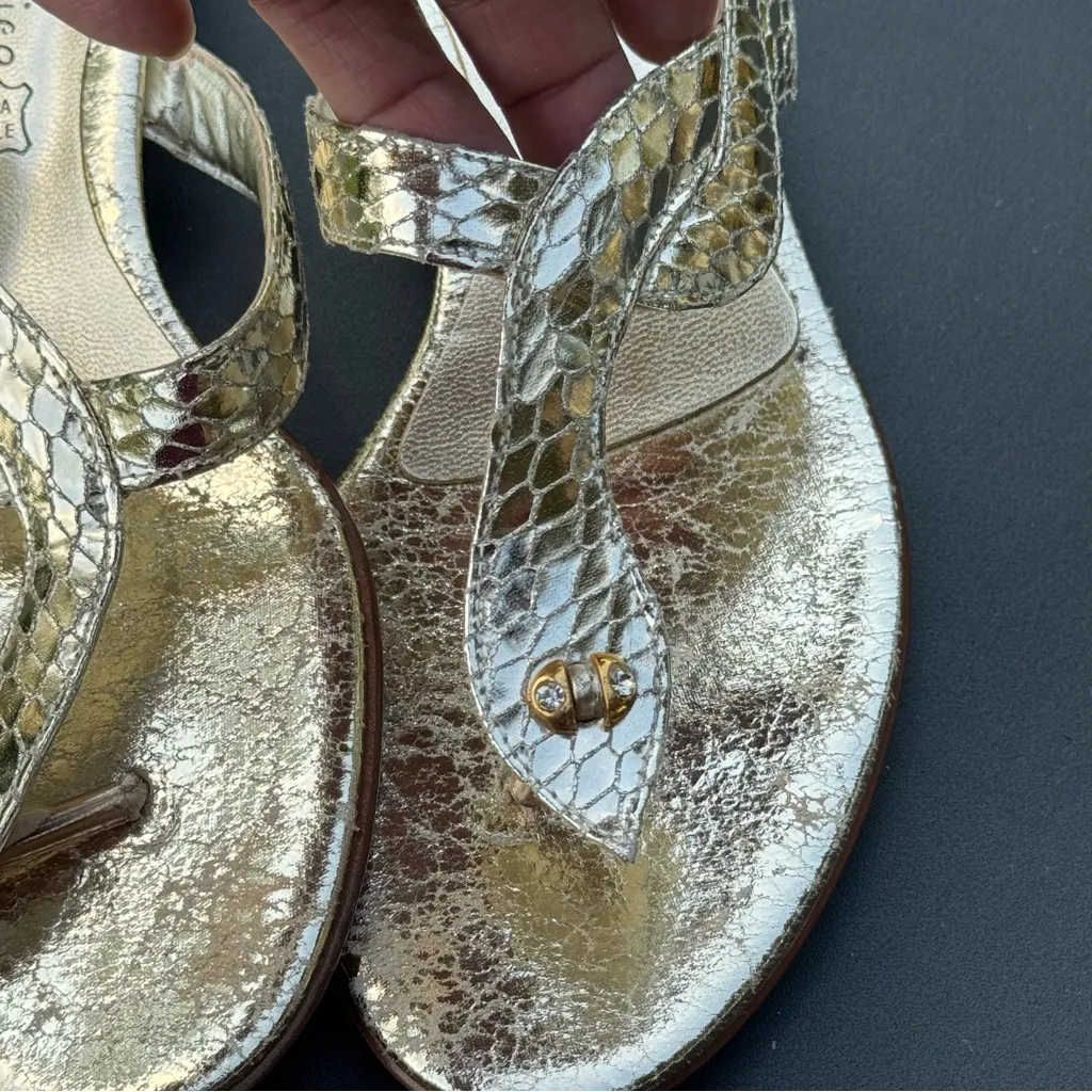 Beatrice Vera Pelle Gold Metallic Snake Sandals Made in Italy Size 39 (8) - Image 6