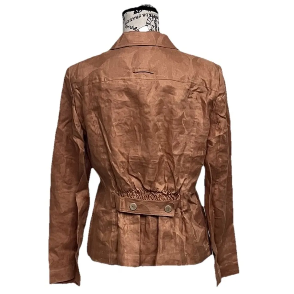 Vintage Y2K Anne Klein Brown Linen Blazer Jacket Preppy Coastal Forest Fairy - Image 5