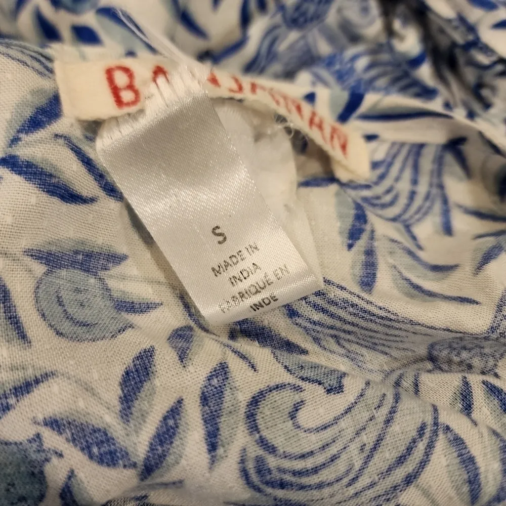 Banjanan Jardin delph Bird Front Tie short sleeve babydoll Mini Dress sz small Blue - Image 16