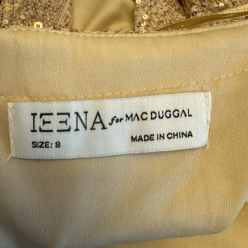 Ieena for Mac Duggal - NWT Sequined Long Sleeve Midi Dress in Rose Gold Sz 8 - Image 10