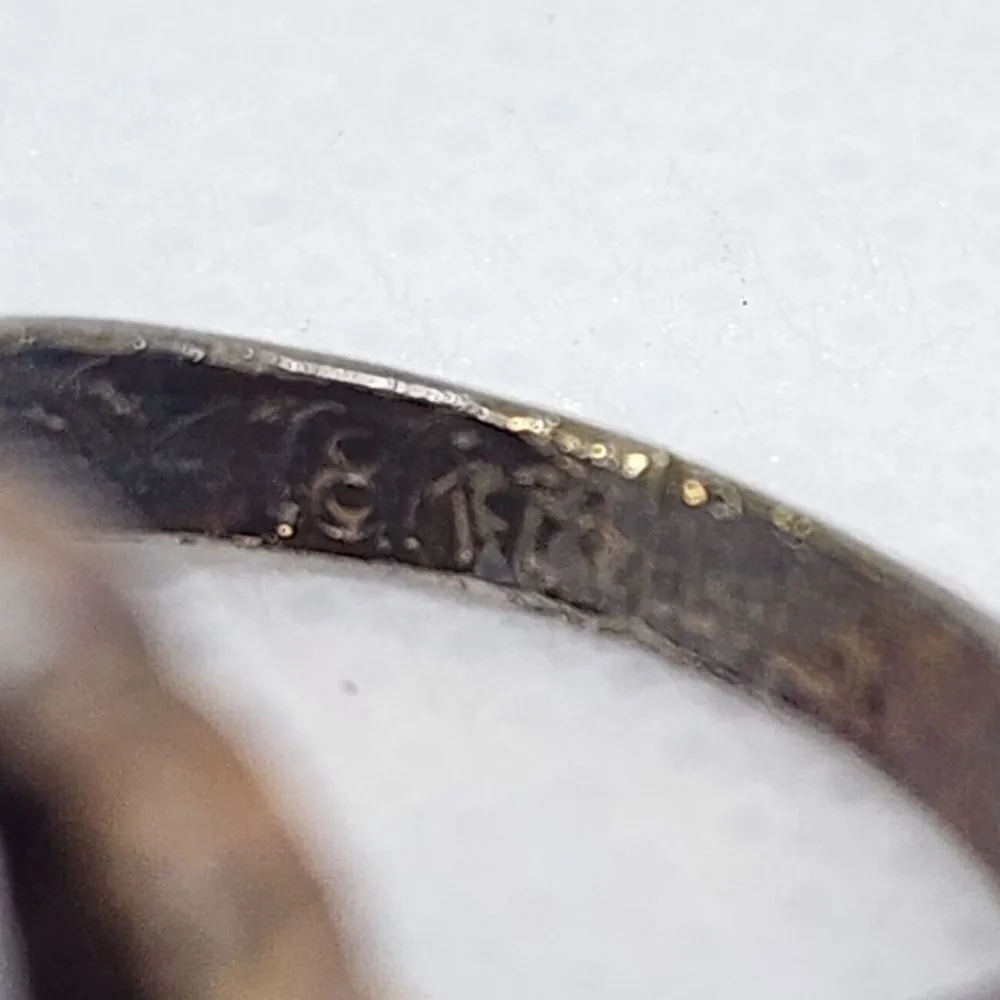 Vintage 18 Karat Gold Electroplated Nephrite & Glass Rhinestones Ring (6) Green - Image 6