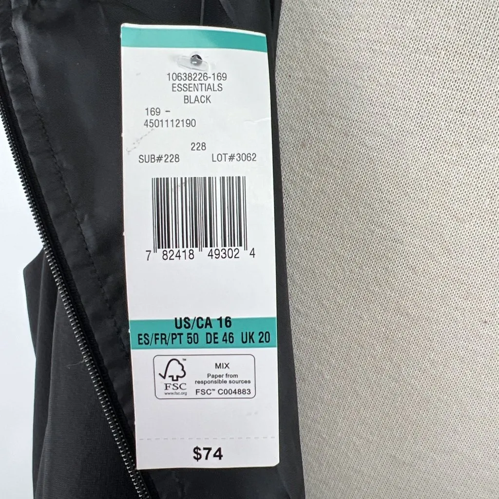 Evan Picone Size 16 Black Label Black Dress Womens Fit & Flare Knee Length - Image 6