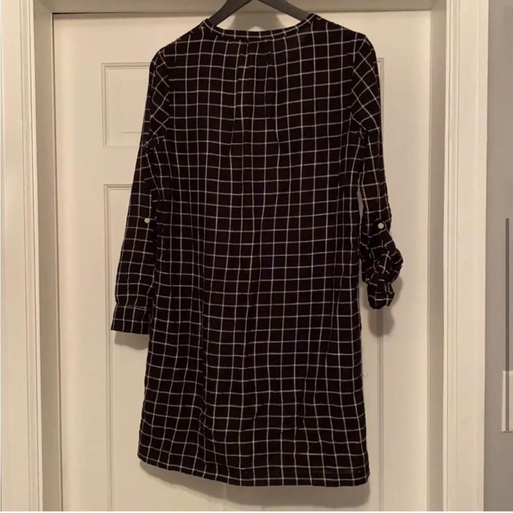 Soft Joie black white windowpane plaid cotton tunic shirt dress, size small - Image 5