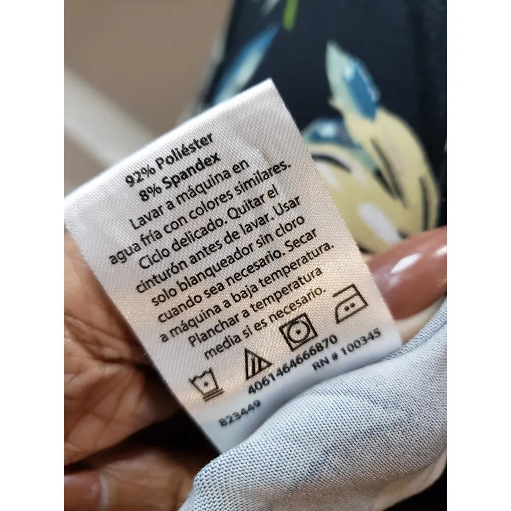 Serra Dress Women S Black Floral Wrap Belted Polyester Spandex V-Neck - Image 10