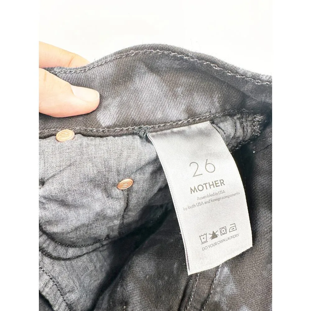 Mother The Super Swooner Tie Dye Ankle Skinny Jeans (Winding Paths) Size 26 Black - Image 7