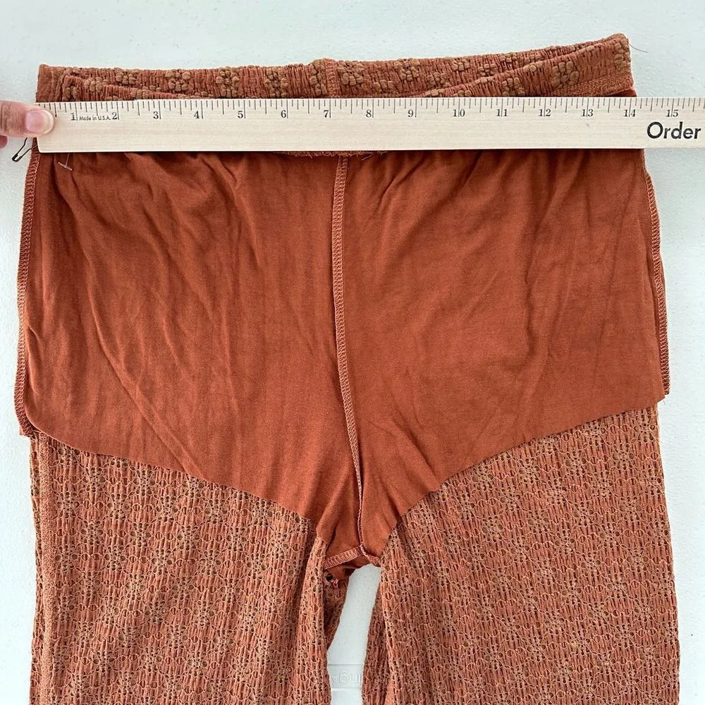 Free People Pants Womens Medium Floral Embroidered Flared High Rise Festival - Image 10