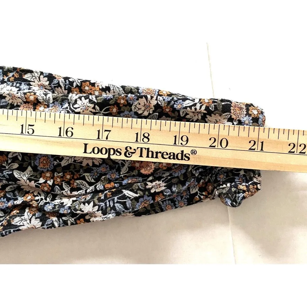 American Eagle Boho Babydoll Lace Floral Long Sleeve Top Blouse Sz M Black Size M - Image 8