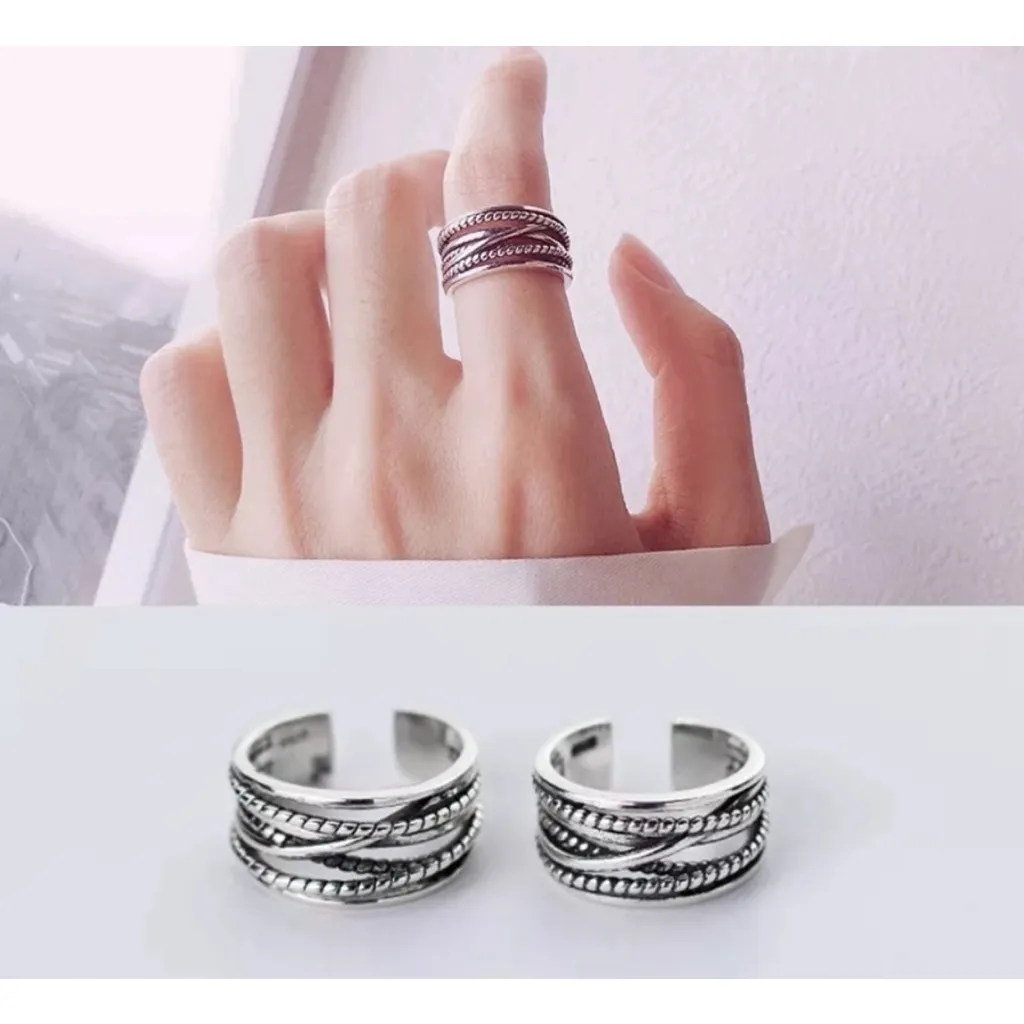 NEW Wide Unisex Line‎ Open 925 Sterling Silver Ring, Adjustable - Image 9