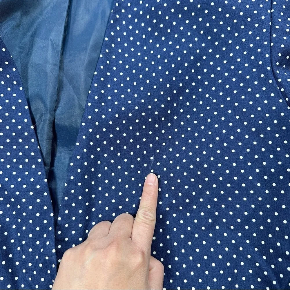 Pendleton Womens Vintage Polka Dot Print Lightweight Blazer Jacket Retro Navy 10 - Image 14