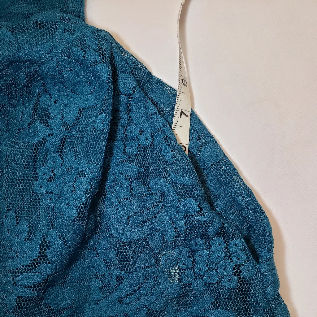Xhilaration teal floral lace dress size small - Image 10