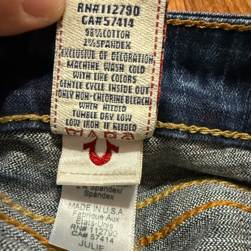 Vintage y2k True Religion Julie Skinny Low Rise Jeans Medium Blue Wash Sz 31 - Image 14
