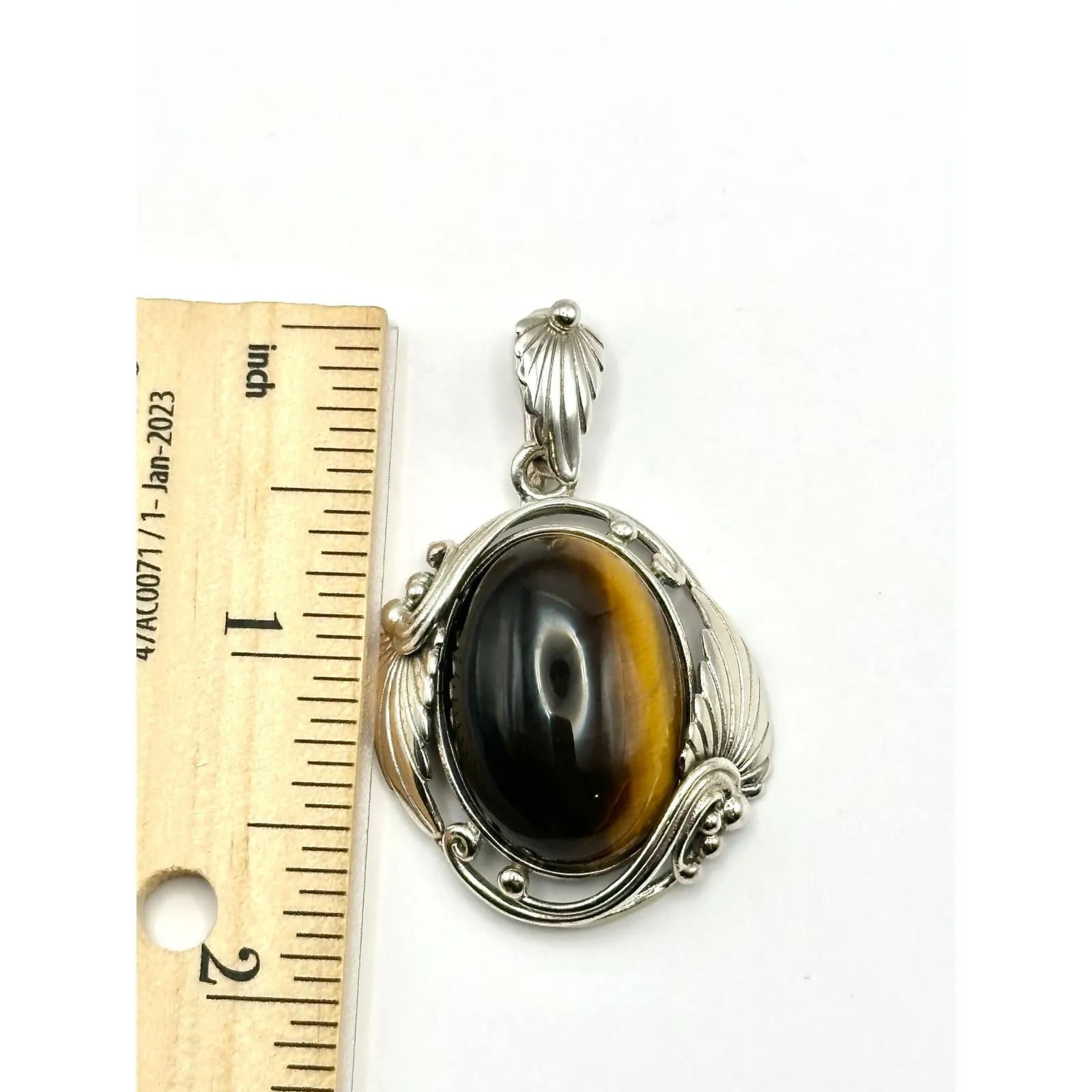Large Tigers Eye Sterling Silver Handmade Pendant - Image 7
