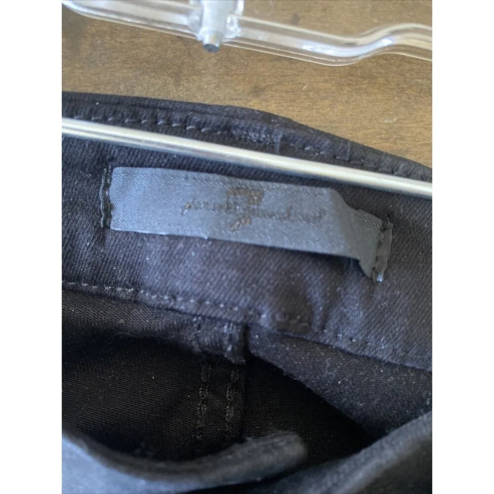 7 For All Mankind‎ Women's 26 Black Shiny Skinny Jeans Denim Grunge Moto - Image 6