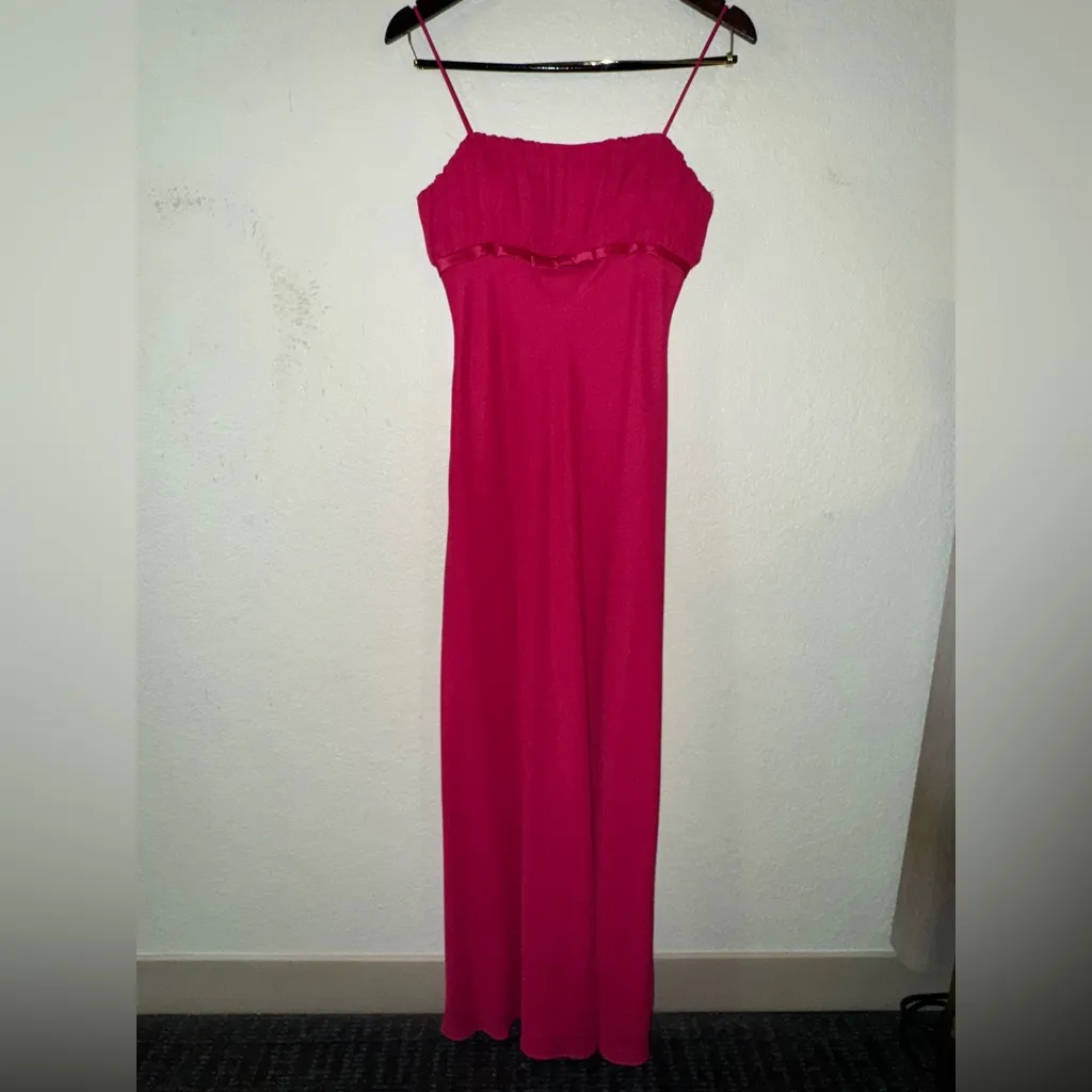 Y2K Morgan & Co Fuchsia Maxi Evening Prom Cocktail Dress Size 7/8 Pink - Image 2