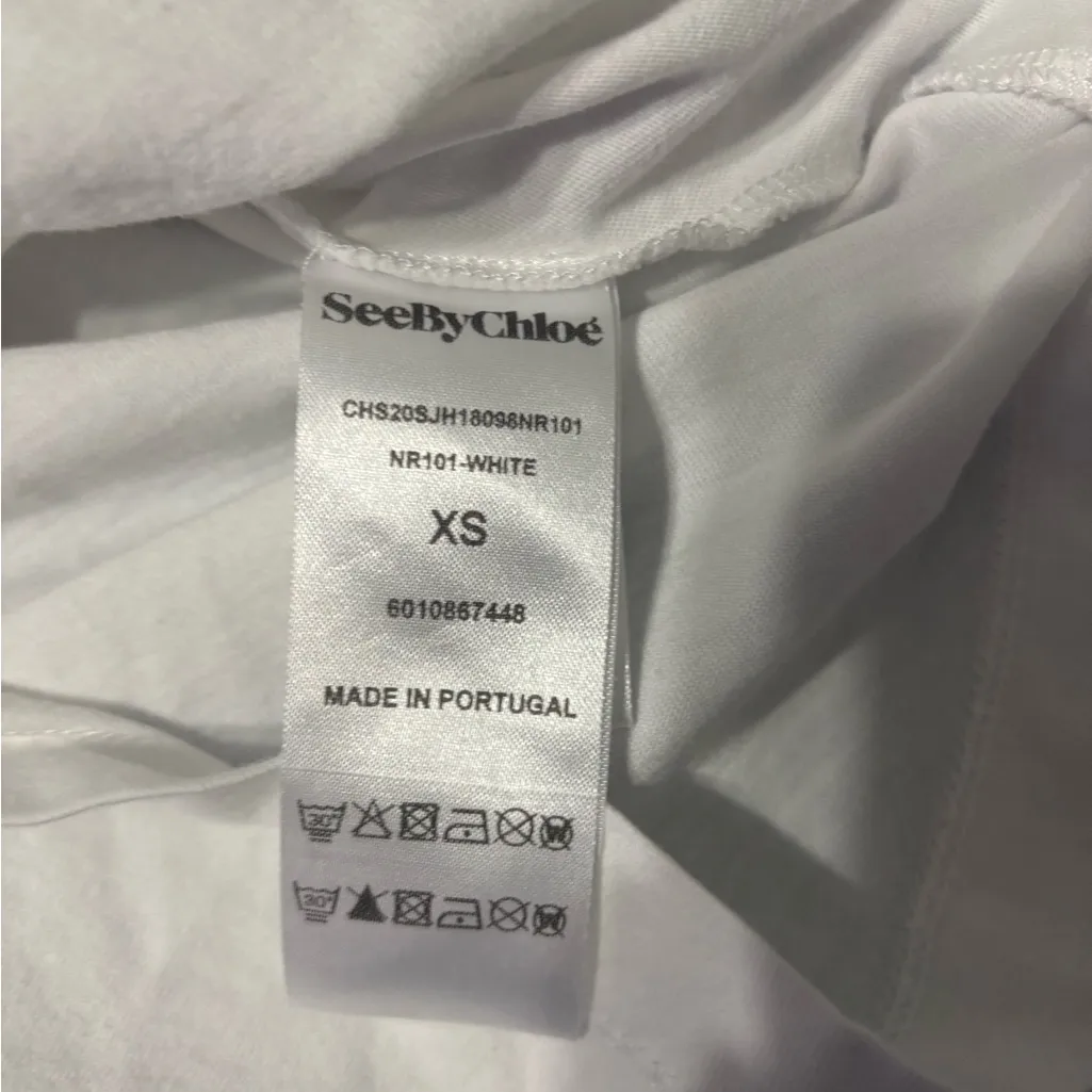 See by Chloe White Knotted T-Shirt XS - Image 7