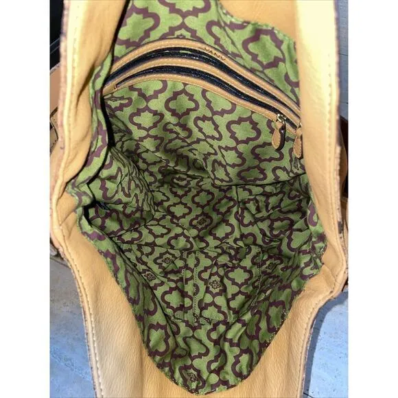 orYany Mustard Yellow Pebbled Leather Satchel Hobo Handbag 18x17"‎ - Image 5