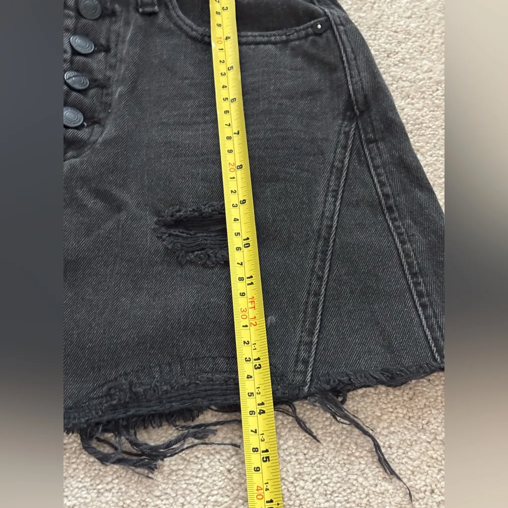 We The Free  Black Distressed Denim Mini Skirt‎ - Image 9