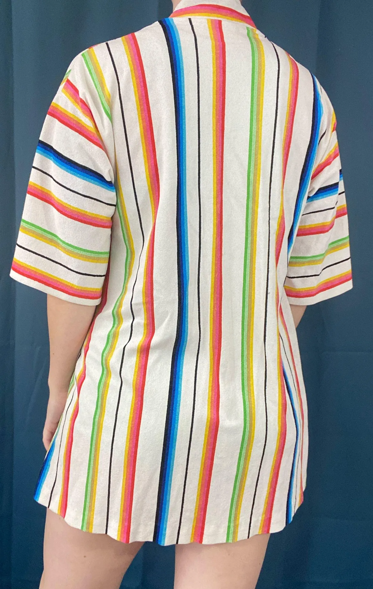Vintage 70s JC Penney Rainbow Stripe Terry Cloth Robe - Image 3
