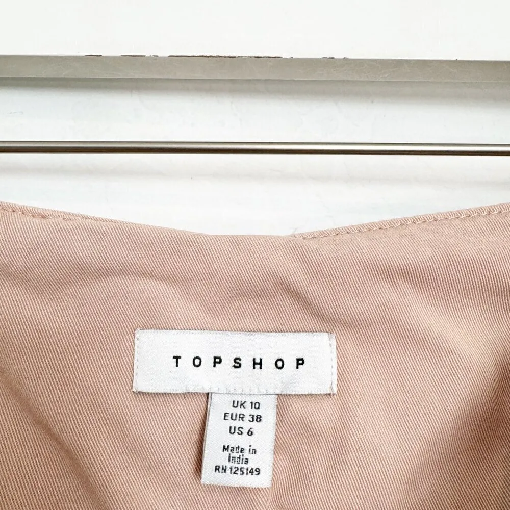 Topshop High Rise Belted Paperbag Utility Trouser Shorts in Pink Girly‎ Size 6 - Image 6