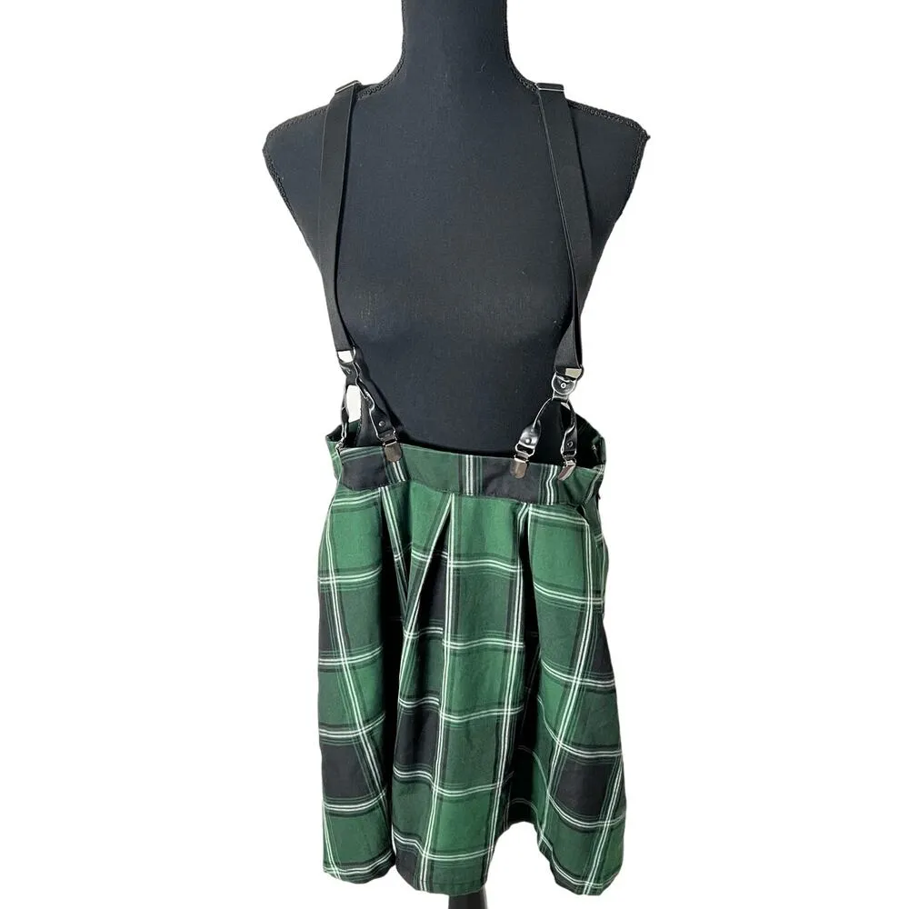 Harry Potter Slytherin Pleated Suspender Skirt 1 Women’s Green Plaid - Image 2