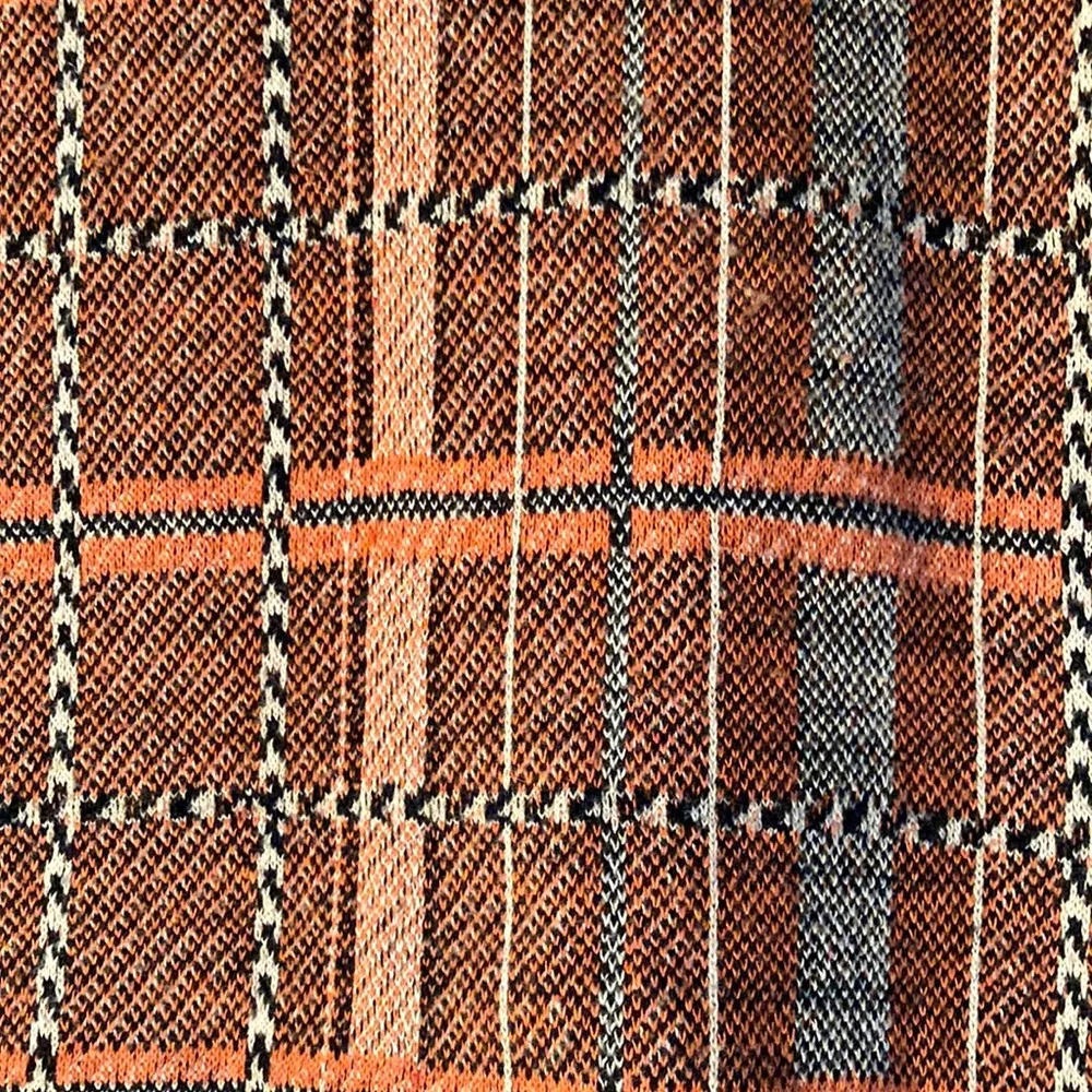 Zara Madras Top Women Size Medium Burnt Orange Black & Beige - Image 3