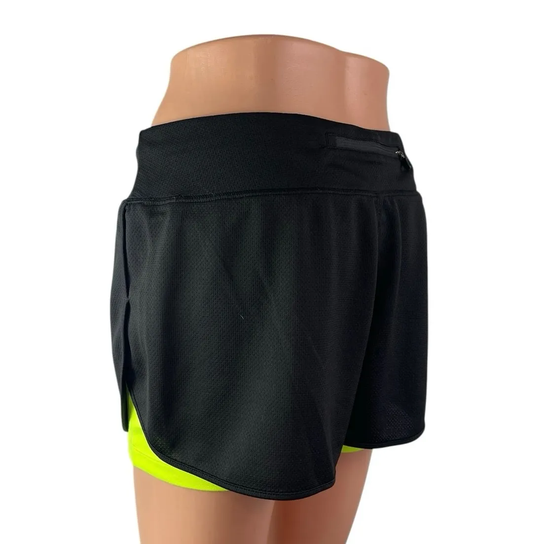 Lauren Ralph Lauren Black Neon Mid Rise Elastic Waist Active Running Shorts Sz M - Image 3