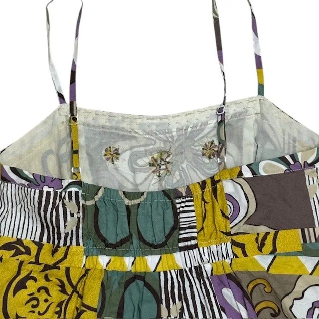 CAbi‎ #107 Patchwork Print Dress Beaded Neckline Sleeveless Casual Colorful Sz 8 - Image 11