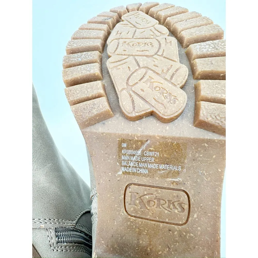 Korks Esmerelda Taupe Block Heel Lug Sole Ankle Booties Size 9M Tan - Image 5