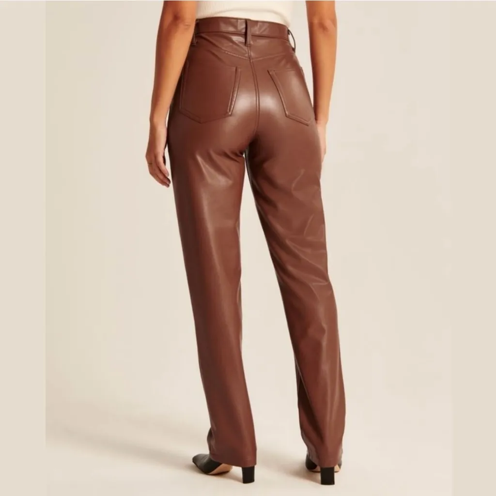 Abercrombie & Fitch The 90s Straight Ultra High Rise Vegan Leather Pants - Image 2