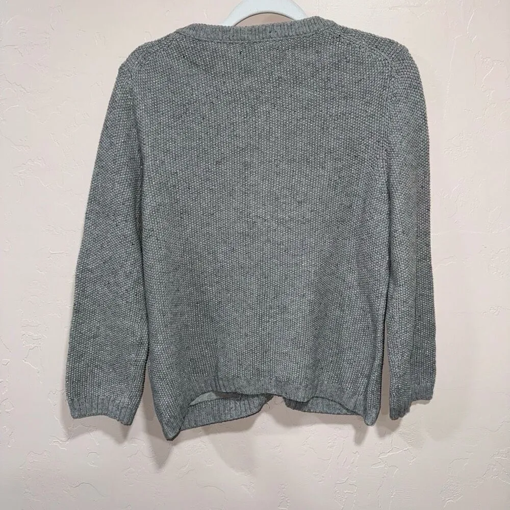 Banana Republic Large Grey & Metallic Button Up Cardigan - Image 6