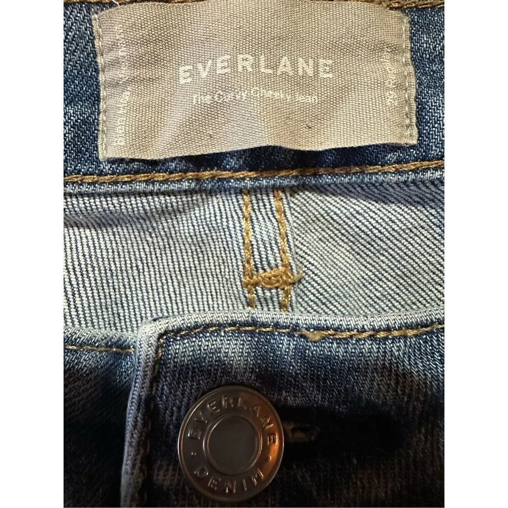 Everlane The Curvy Cheeky Straight Jean Classic Blue Raw Hem High rise sz 29 - Image 6