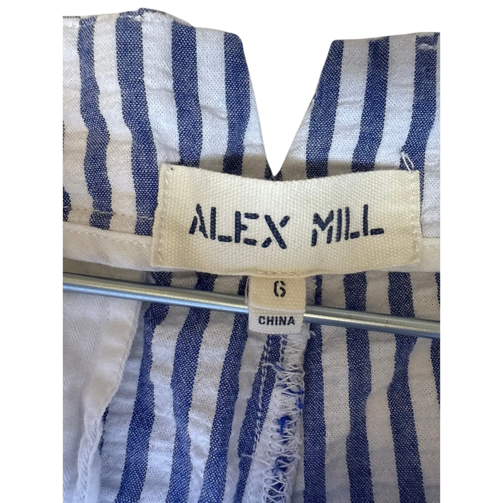 Alex Mill Blue White Striped Seersucker Boy Shorts Women's Size 6 - Image 6