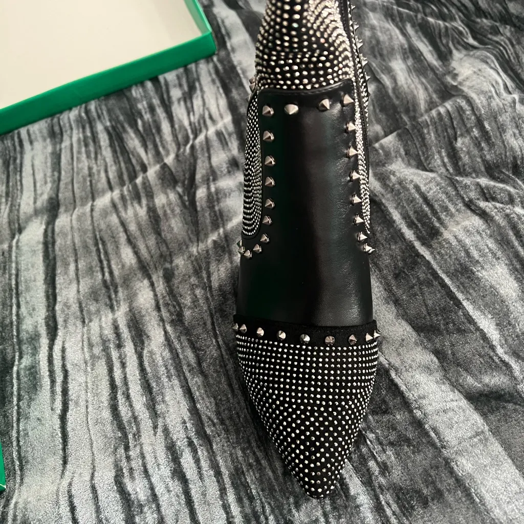 Lauren Lorraine Studded Black High Heel Boots Size 10 by  - Image 2