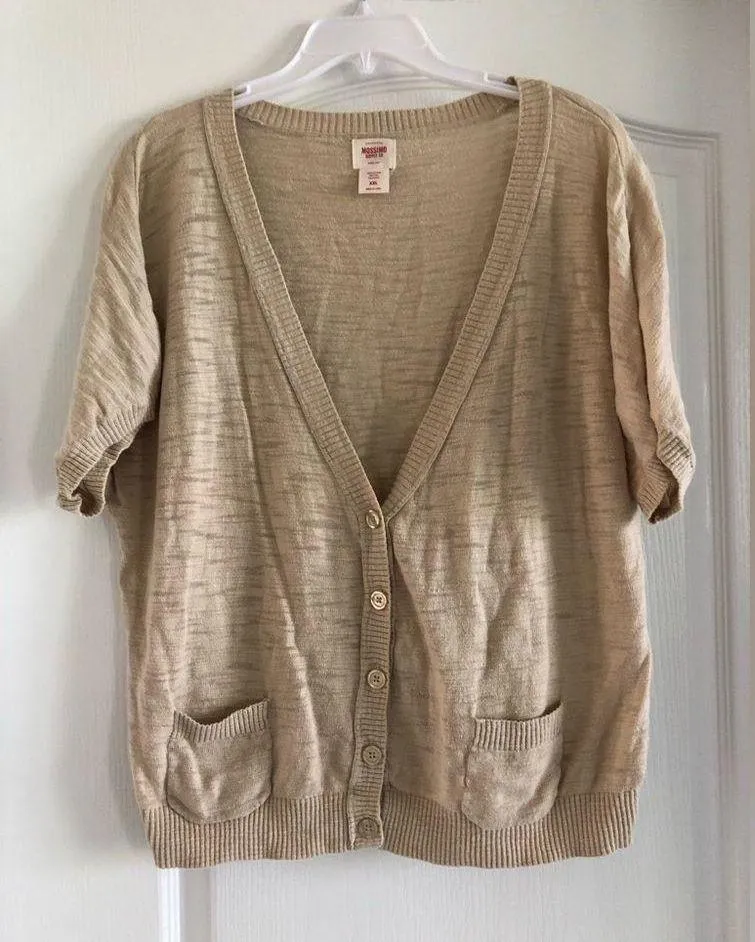 Mossimo Short Sleeve Beige Cardigan Size XXL - Image 5