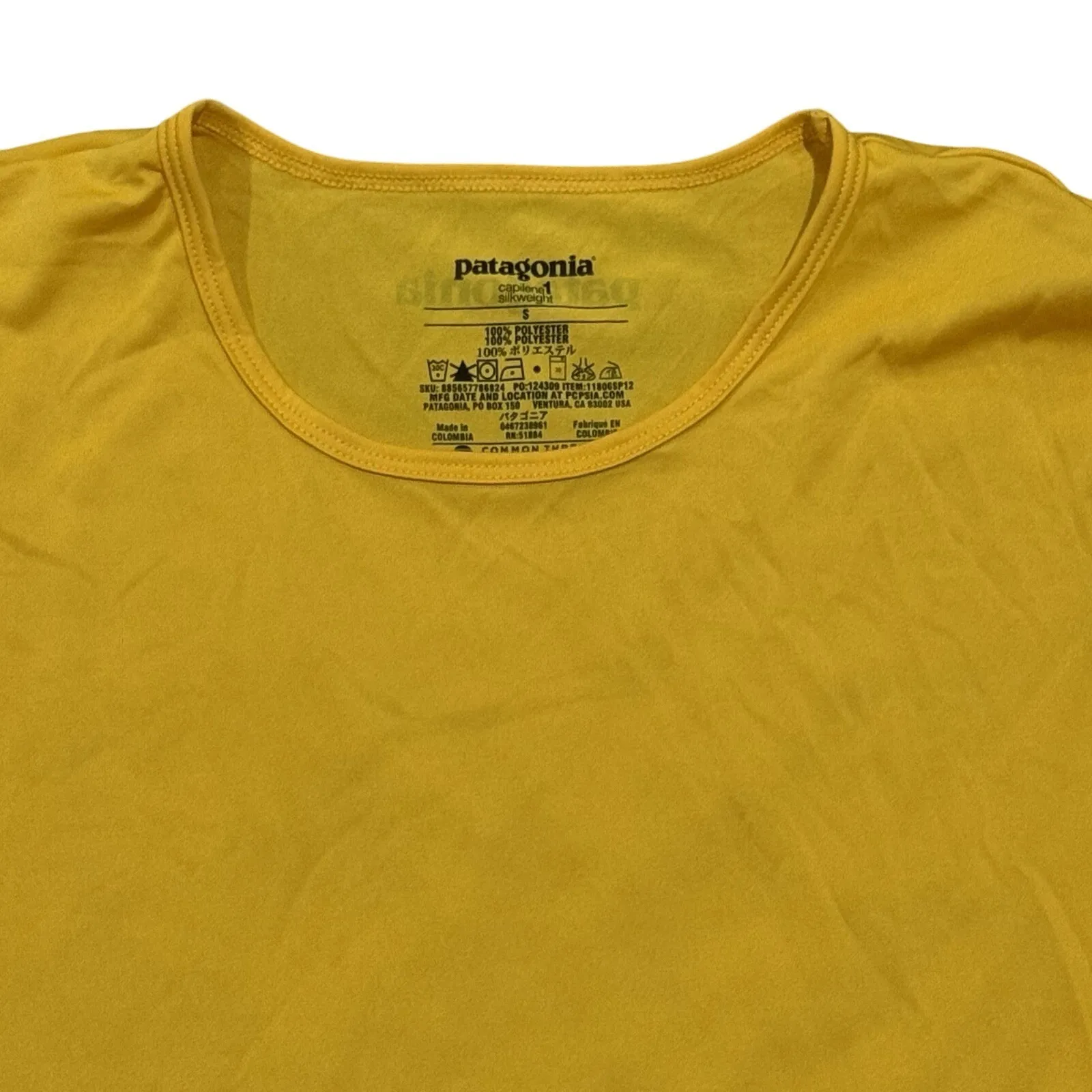 Patagonia Capilene Silkweight Yellow Long Sleeve Athletic Shirt Top Small - Image 2