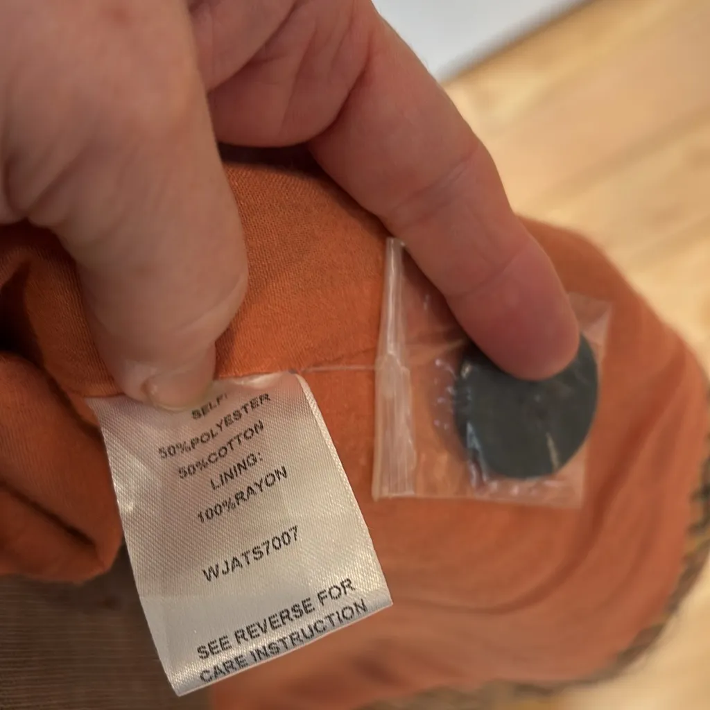 Lost + Wander Anthropologie orange & yellow plaid double breasted trench coat - Image 10