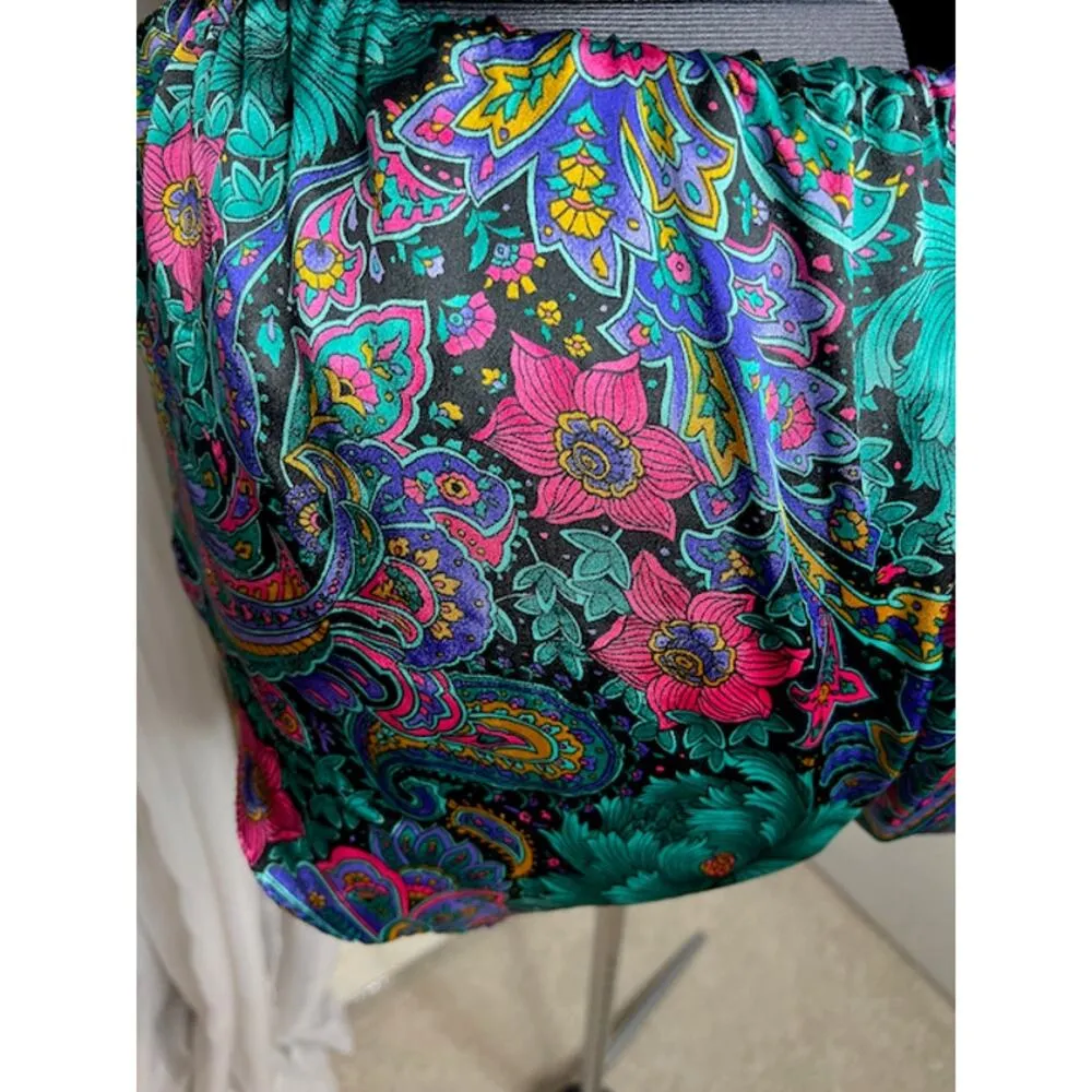 Panties paisley floral vintage 1980s teal purple pink Blue - Image 4