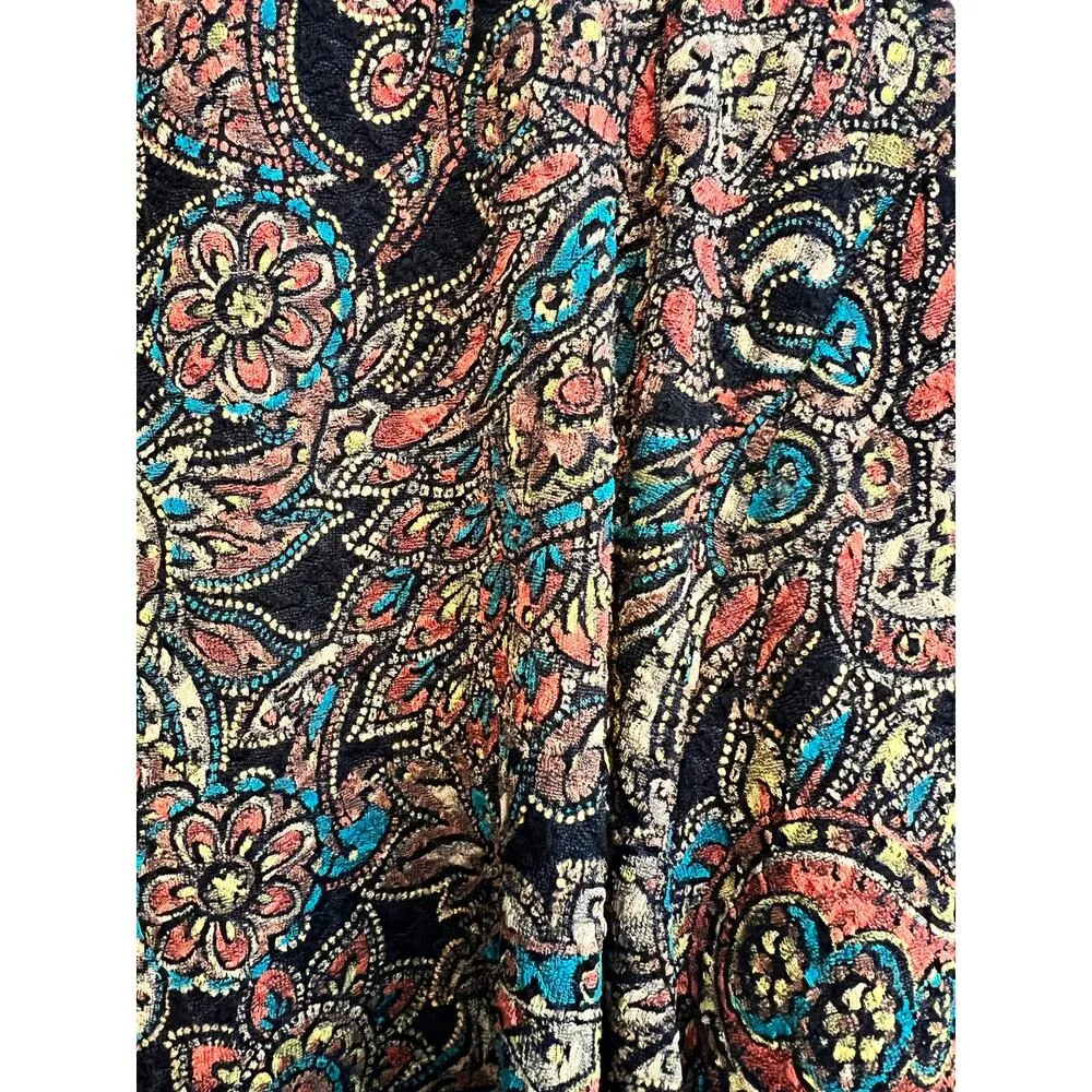 Draper’s & Damon’s Woman’s Cardigan Duster Gorgeous Paisley Print Size: XL Black - Image 5
