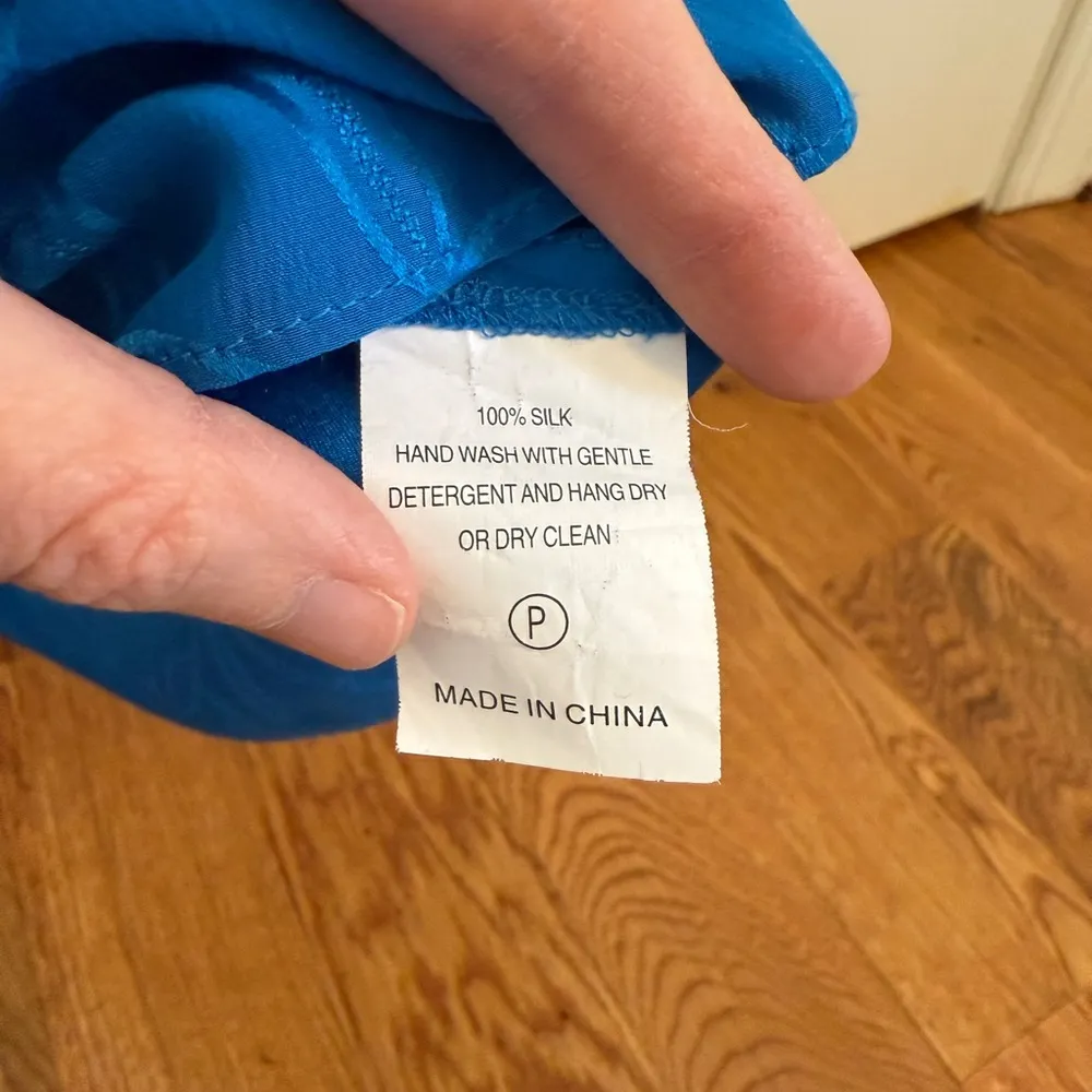 Marie Oliver Sz XS Women's Ruffle Sleeve 100% Silk Cobalt Blue Top Blouse - Image 4