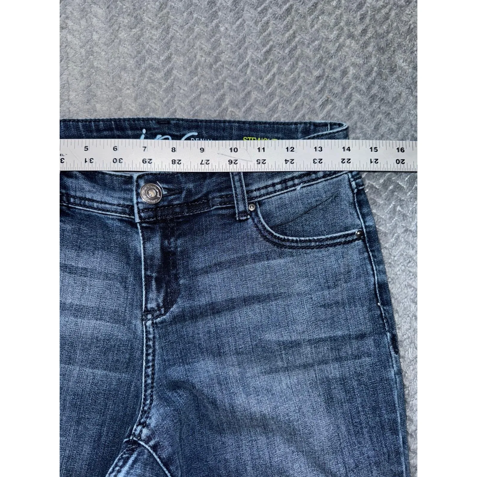 INC Denim Straight Leg Jeans Regular Fit Ankle Tie Dye Hem Size 4 - Image 7