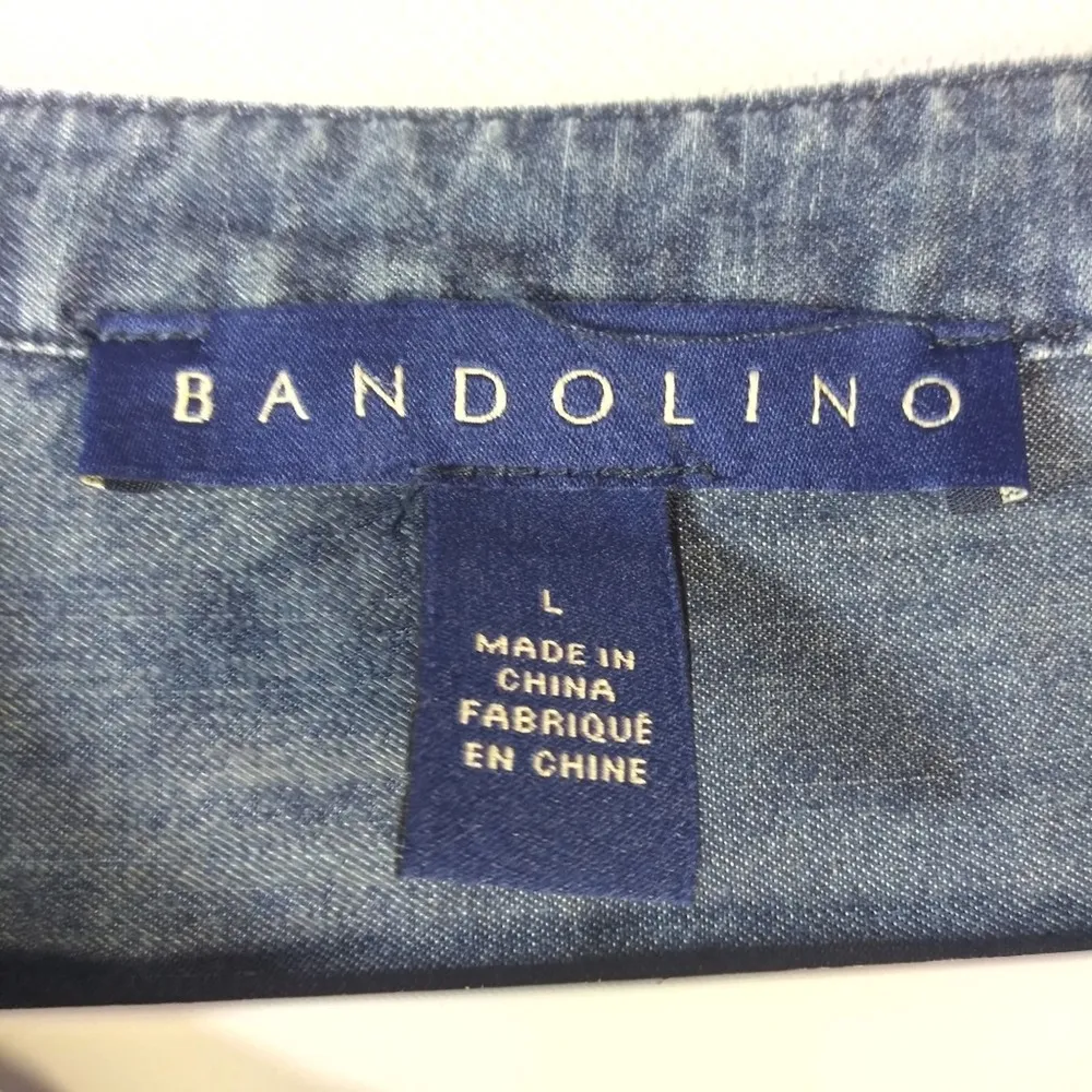 Bandolino Trinity Henley Denim Top Lightweight Size L - Image 7