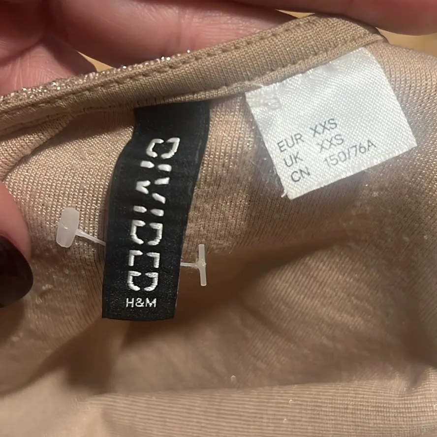 DIVIDED H&M GLITTERY BODYCON DRESS Champagne Rose Gold XXS - Image 9