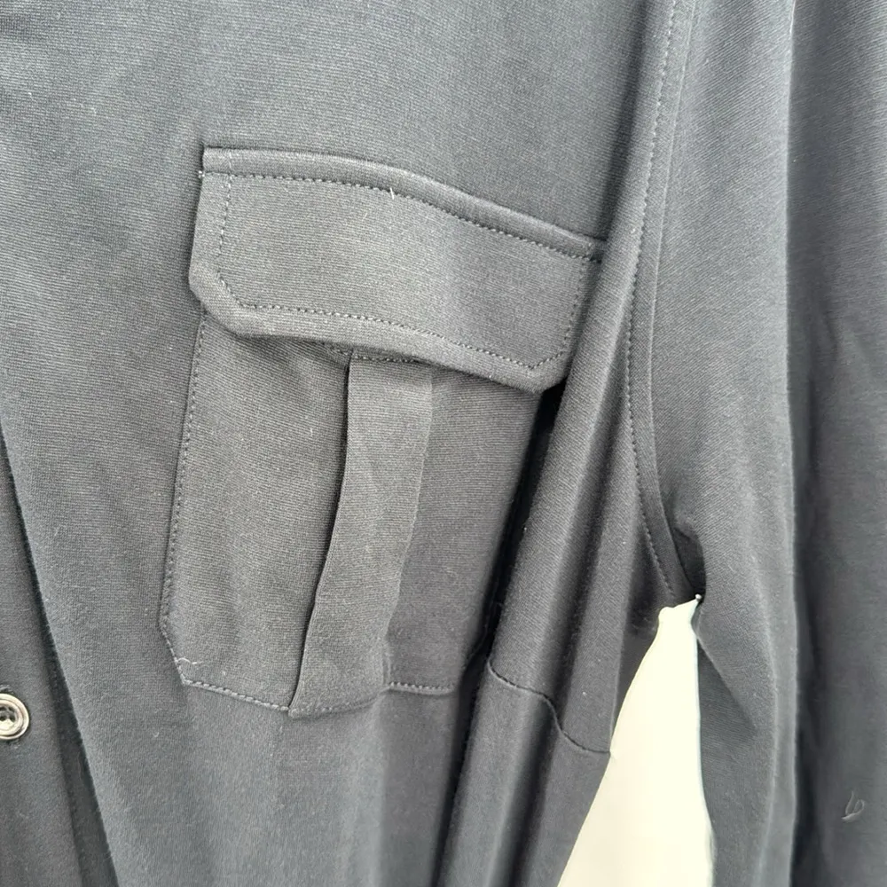 Soft Surroundings Black button front pockets tie waist Maxi Dress XL knit soft - Image 10