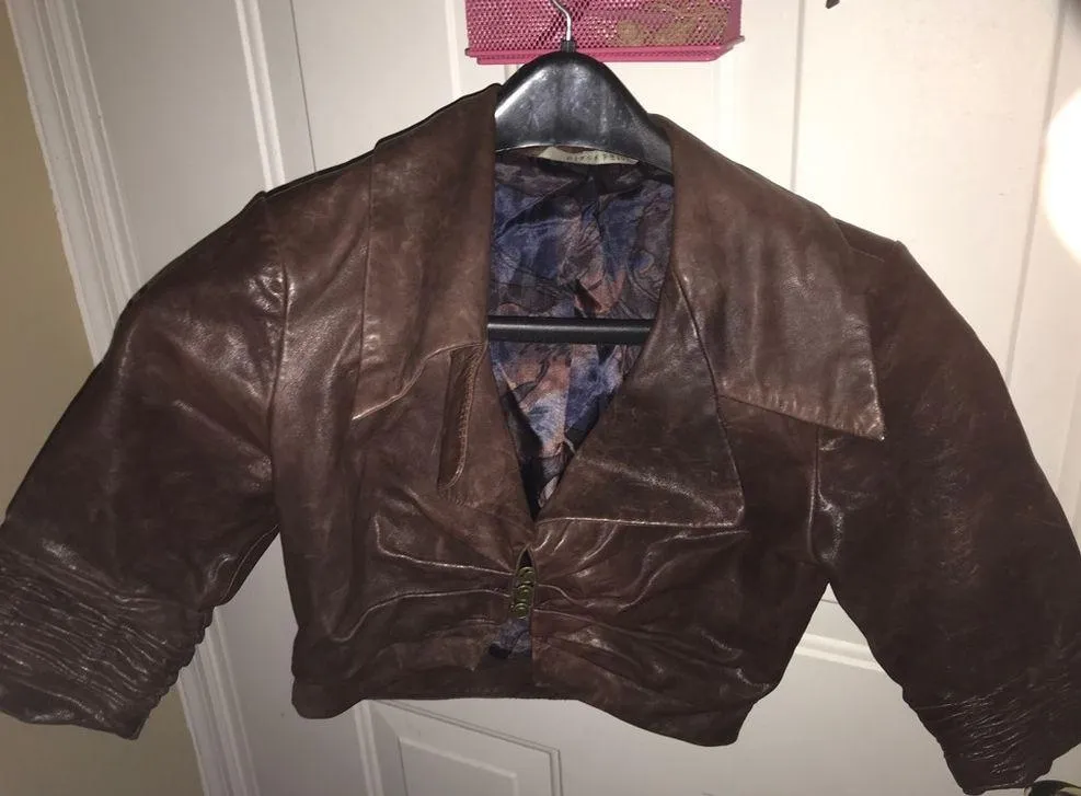 100 percent leather crop jacket Brown Size L - Image 2