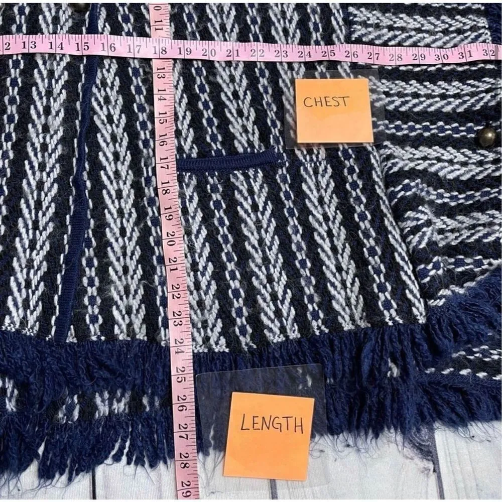 Anthropologie Sleeping On Snow Poncho Sweater With Pockets Fringe Hem - Image 6