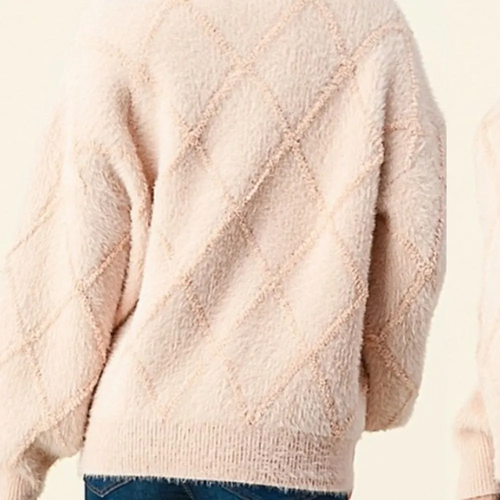 Fuzzy Diamond Sweater‎ Pink - Image 11