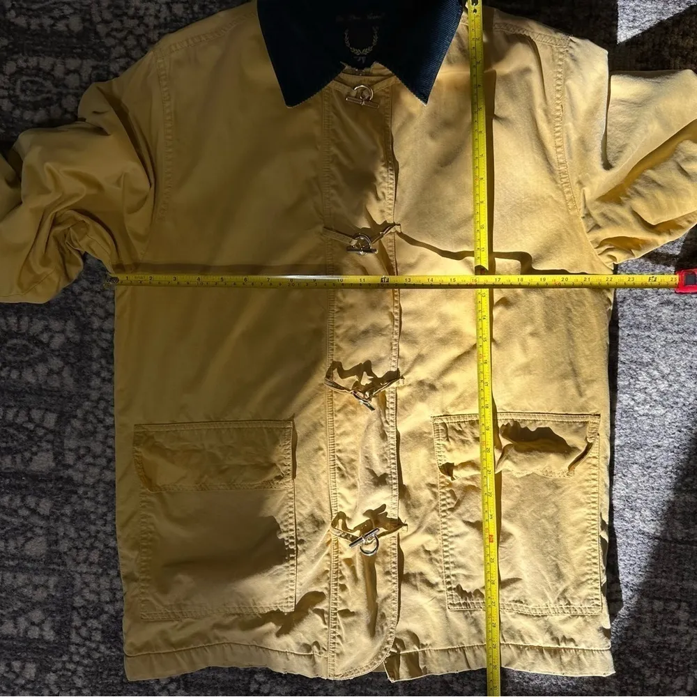 Les Deux Ancres Vintage Women’s L Tan Navy Blue Corduroy Gold Toggle Barn Jacket Size L - Image 8