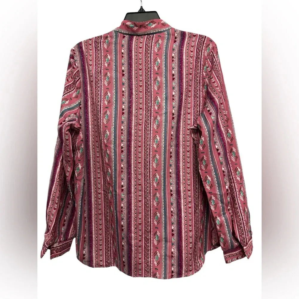 Trissi Vintage Aztec Print Top Western Wear Size XL Pink All Over Print - Image 2