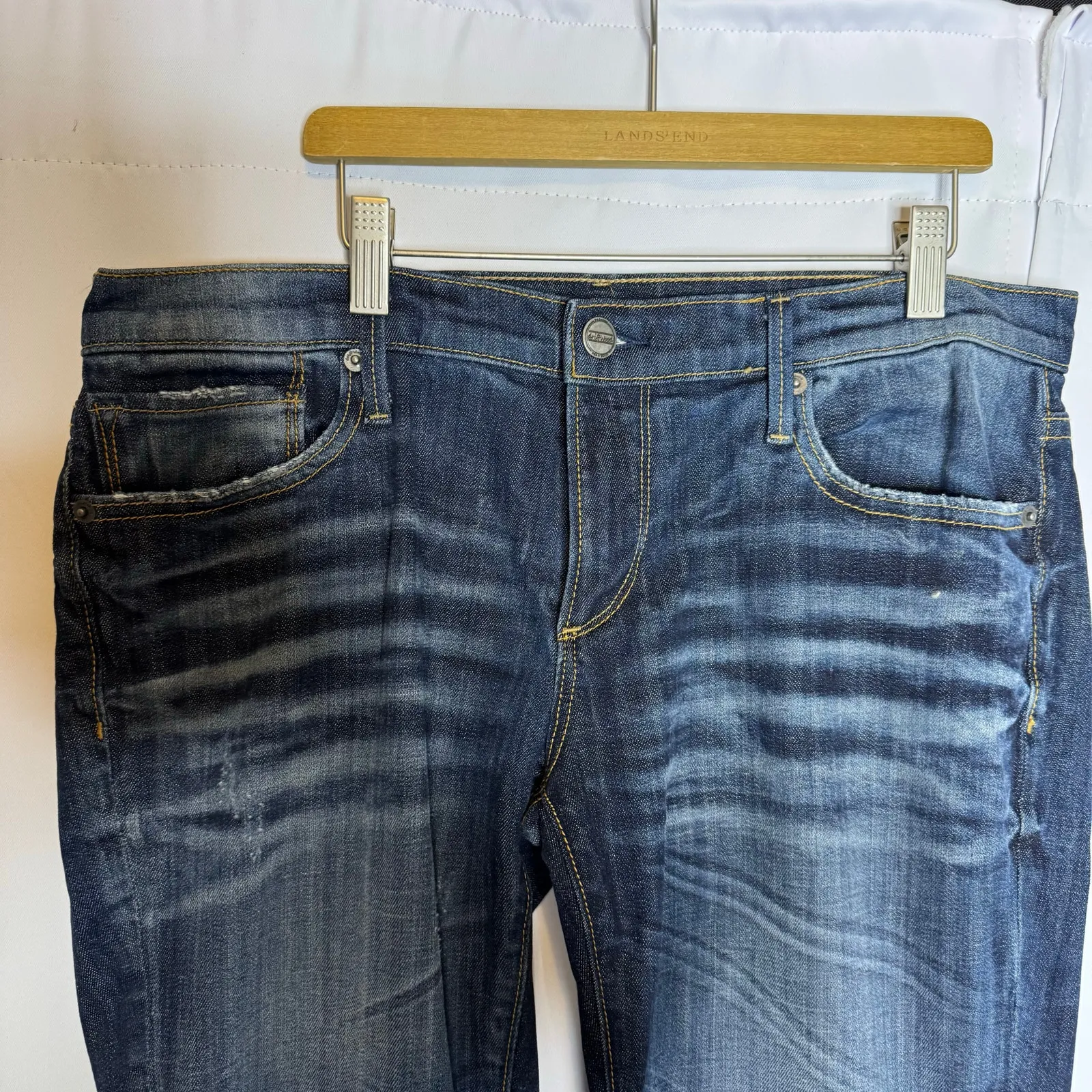 Driftwood Premium Straight Leg Jeans Women’s Size 31 Dark Wash Stretch Denim - Image 4